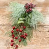 Decorator's Warehouse 16" Green & Burgundy Berry Pine Cedar Pick > Cardinal|Christmas Sprays