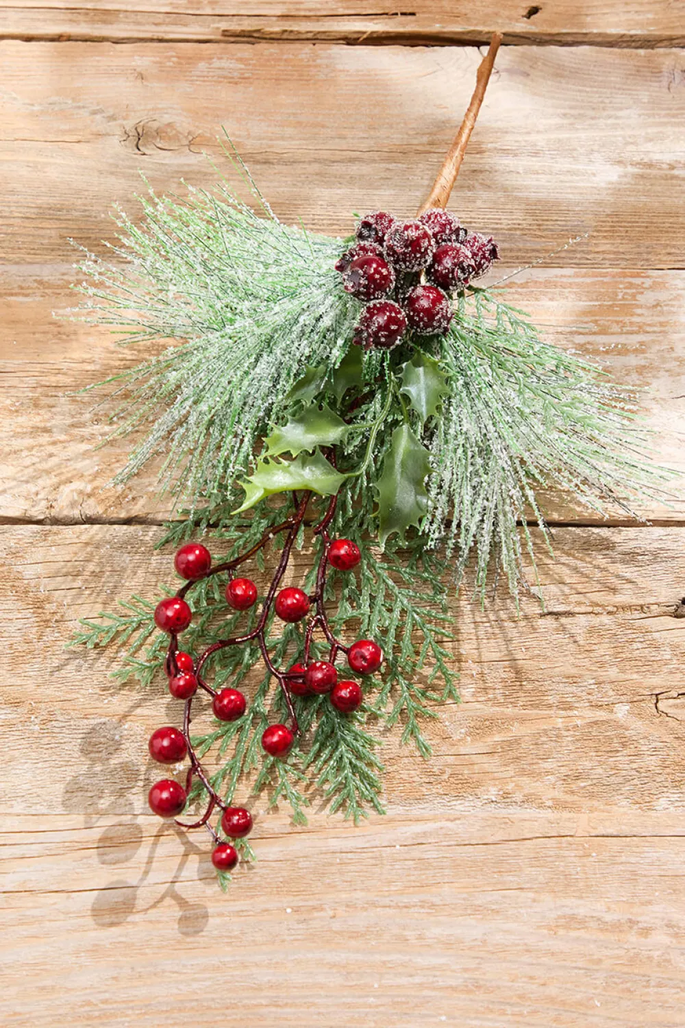 Decorator's Warehouse 16" Green & Burgundy Berry Pine Cedar Pick > Cardinal|Christmas Sprays