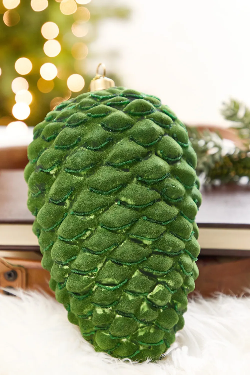 Decorator's Warehouse 8.5" Green Flocked Pinecone Ornament > Christmas Decor|Christmas Ornaments