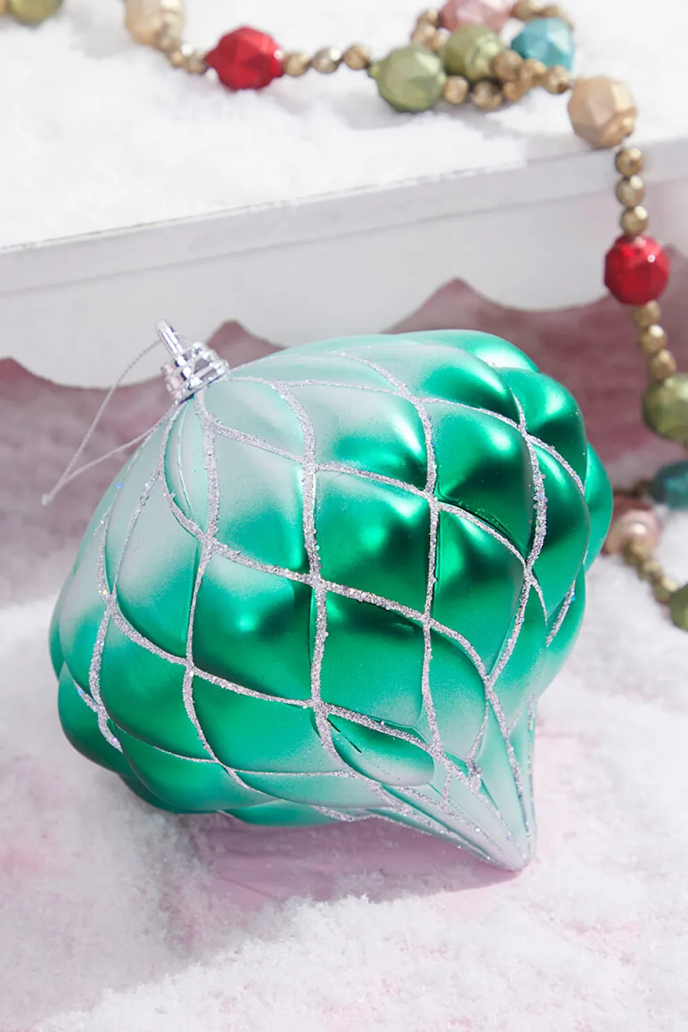 Decorator's Warehouse 6" Green Frost Onion Ornament > Christmas Decor|Mardi Gras
