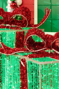 Decorator's Warehouse 3'/4'/5' Green Gift Box Set with Red Bow > Outdoor Decor|Outdoor Decor