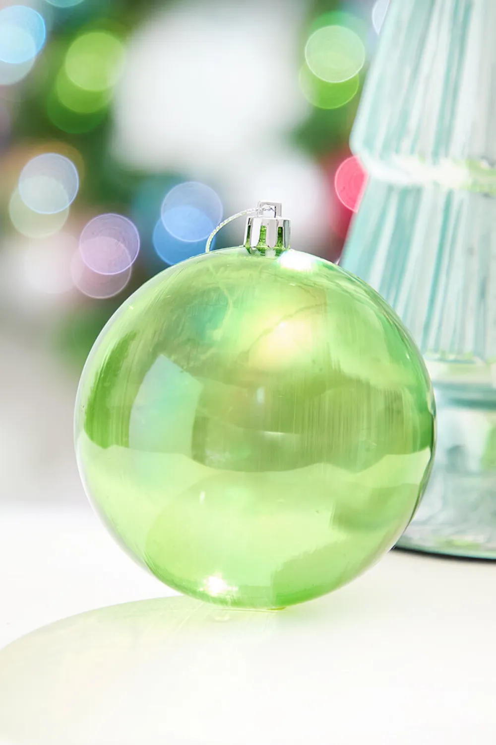 Decorator's Warehouse 4" Green Iridescent Ball Ornament > Retro Brites|Christmas Decor