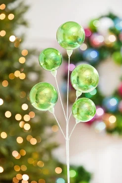 Decorator's Warehouse 15" Green Iridescent Ball Pick > Christmas Sprays|Christmas Decor