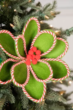 Decorator's Warehouse 24” Green Peppermint Edge Round Poinsettia > Storyville