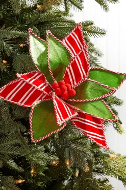 Decorator's Warehouse 22" Green, Red and White with Striped Edge Stem > Storyville|Christmas Flowers