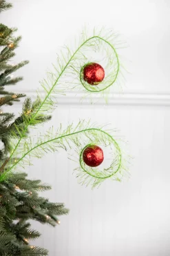 Decorator's Warehouse 31” Green & Red Glitter Curled Grass Ball Spray > Storyville|Christmas Sprays