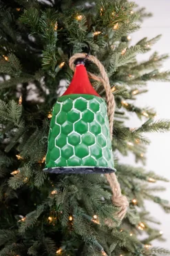 Decorator's Warehouse 9” Green/Red Metal Bell Ornament > Christmas Ornaments|Farmhouse