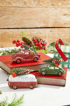 Decorator's Warehouse 5" Green & Red Resin Retro Vehicle Ornament with Tree > Christmas Sale|Christmas Decor