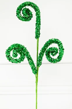 Decorator's Warehouse 28" Green Sequin Curly Spray > Nutcracker|Christmas Sprays