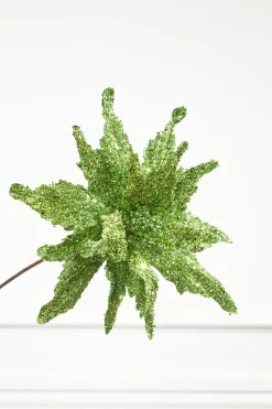 Decorator's Warehouse 22" Green Sequin Glitter Poinsettia Stem > Traditional|Storyville