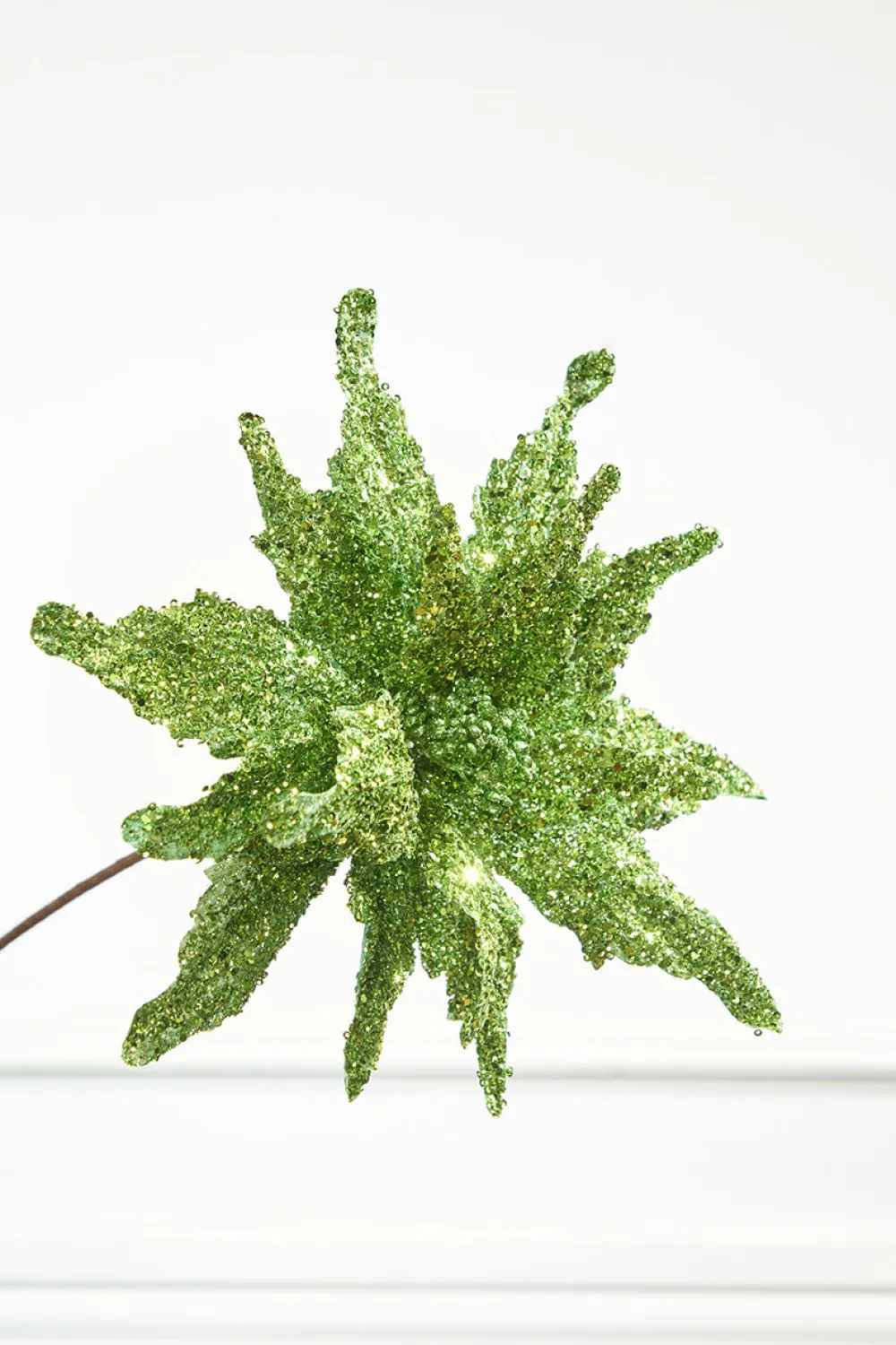 Decorator's Warehouse 22" Green Sequin Glitter Poinsettia Stem > Traditional|Storyville