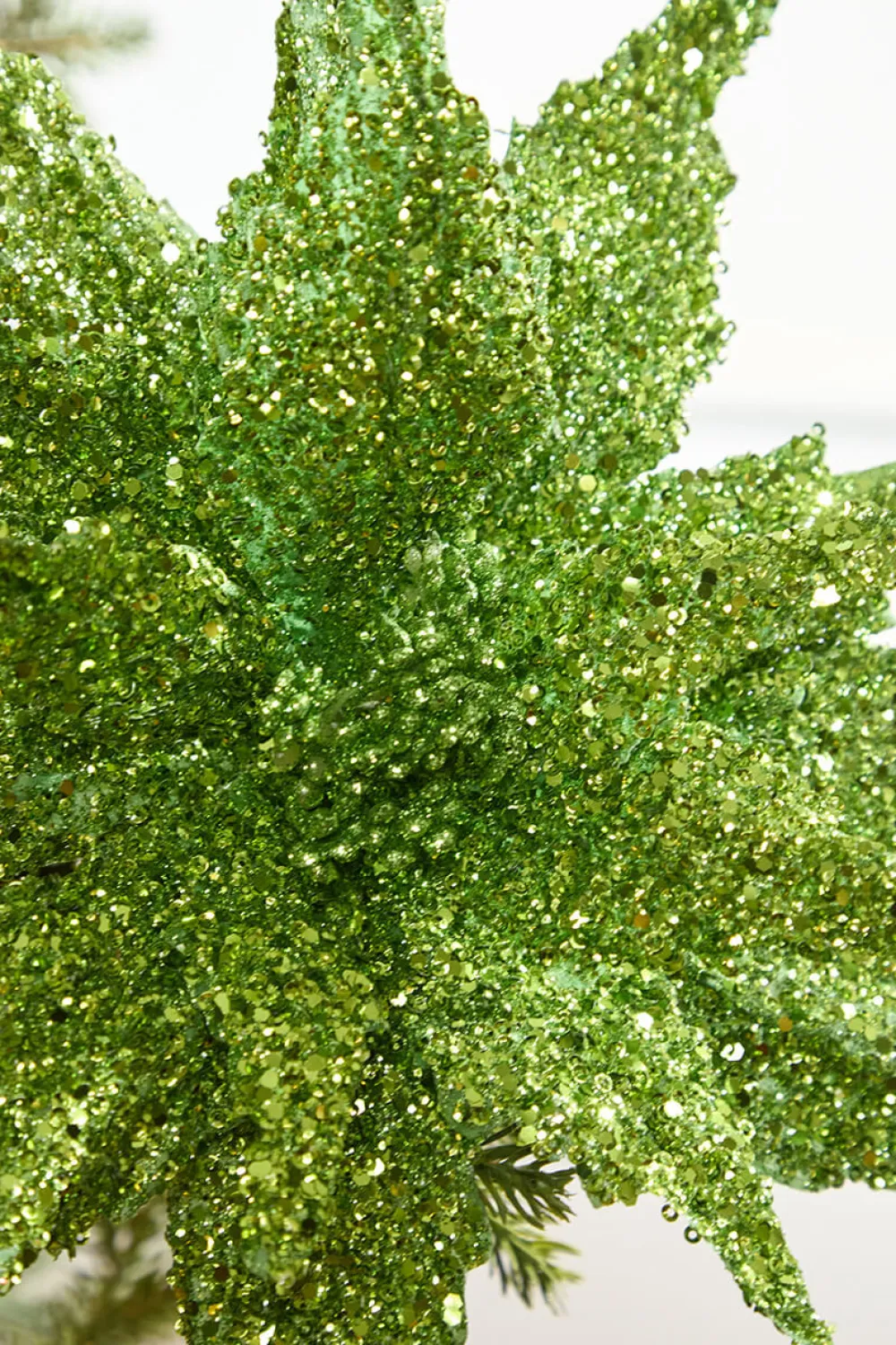 Decorator's Warehouse 22" Green Sequin Glitter Poinsettia Stem > Traditional|Storyville