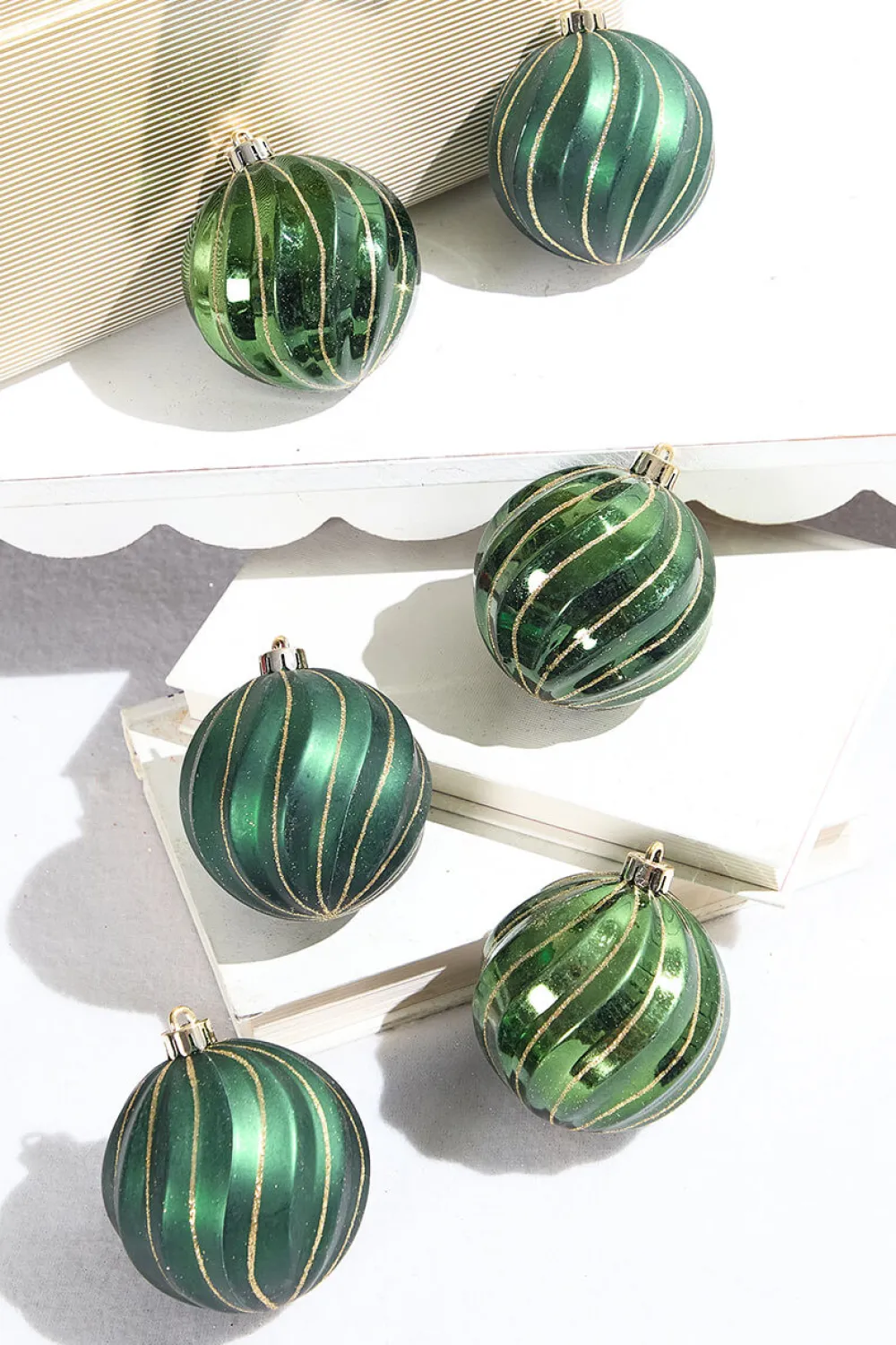 Decorator's Warehouse 3" Green Shatterproof Boxed - Set of 6 > Boxed Sets|Christmas Decor