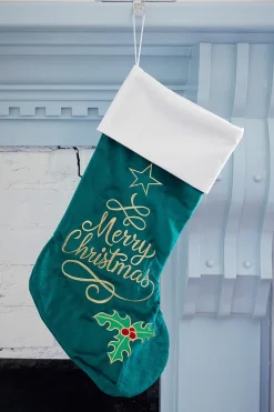 Decorator's Warehouse Green Stocking with Merry Christmas > Christmas Textiles|Christmas Decor