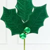 Decorator's Warehouse 39" Green Velvet Holly Leaves Spray > Nutcracker|Christmas Sprays