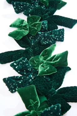 Decorator's Warehouse 48" Green Velvet Sequin Bow Garland > Christmas Decor|2026 New Additions