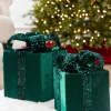 Decorator's Warehouse 16" Green Velvet Sequin Gift Box > Traditional|Christmas Accents