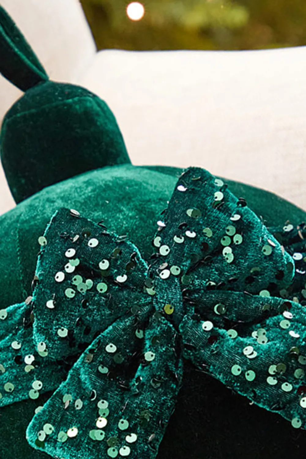 Decorator's Warehouse 10" Green Velvet with Sequin Bow Ornament > Christmas Decor|Christmas Accents