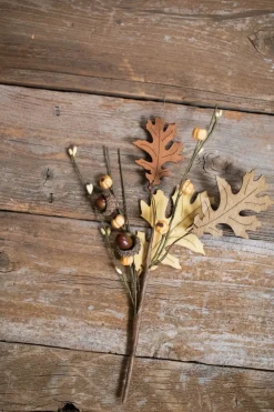 Decorator's Warehouse 12” Harvest Wood Leaf Pick with Berry > Fall Decor|Fall Decor