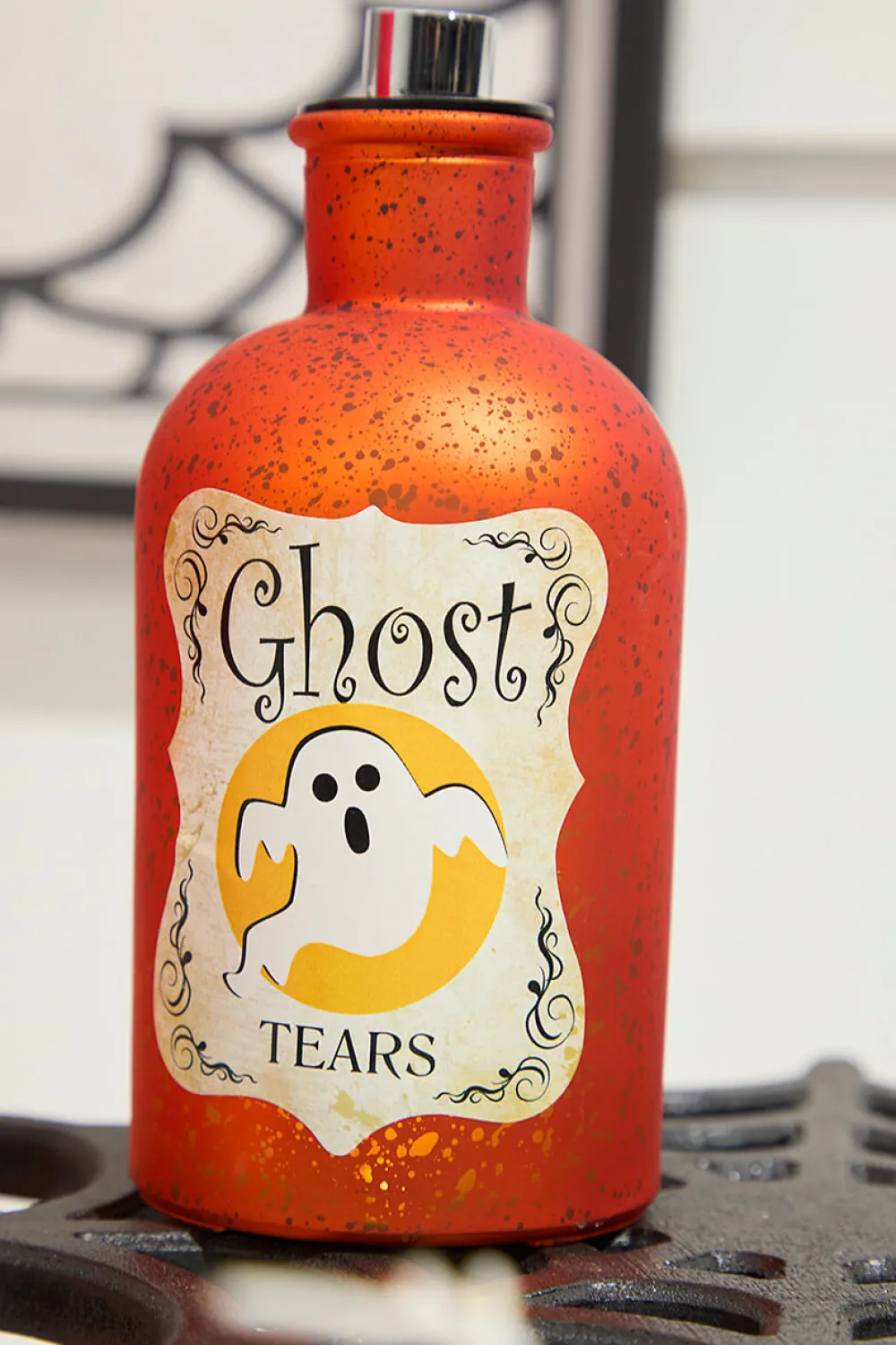 Decorator's Warehouse 7"H B/O Lighted Glass Halloween Bottle Luminary > Halloween|Halloween