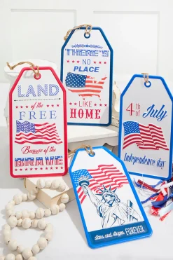 Decorator's Warehouse 12"H Metal Embossed Americana Wall Hanging Tag > Patriotic Decor|Patriotic Decor