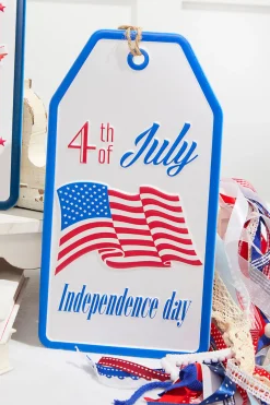Decorator's Warehouse 12"H Metal Embossed Americana Wall Hanging Tag > Patriotic Decor|Patriotic Decor