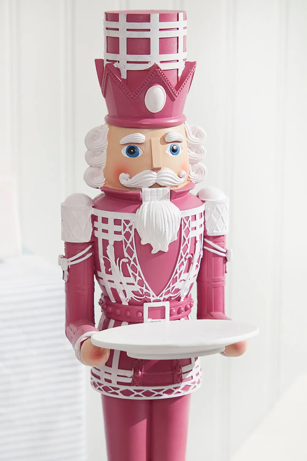 Decorator's Warehouse 20"H Nutcracker with Tray - Pink & White > Santa'S Sweet Shoppe|Christmas Accents