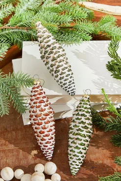 Decorator's Warehouse 6” Holiday cone Glass Ornament > Christmas Decor|Christmas Ornaments
