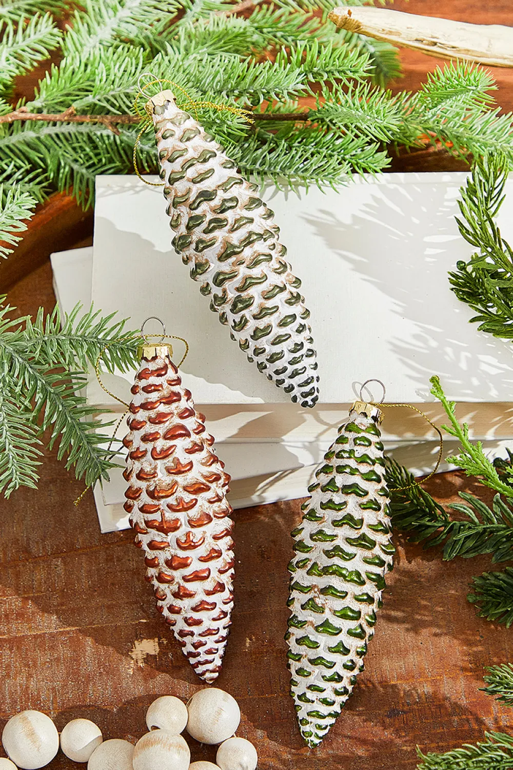 Decorator's Warehouse 6” Holiday cone Glass Ornament > Christmas Decor|Christmas Ornaments