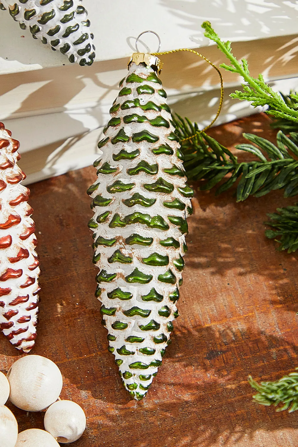 Decorator's Warehouse 6” Holiday cone Glass Ornament > Christmas Decor|Christmas Ornaments