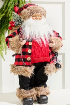 Decorator's Warehouse 18" Holiday Santa Figurine with Lighted Lantern > Farmhouse|Christmas Accents