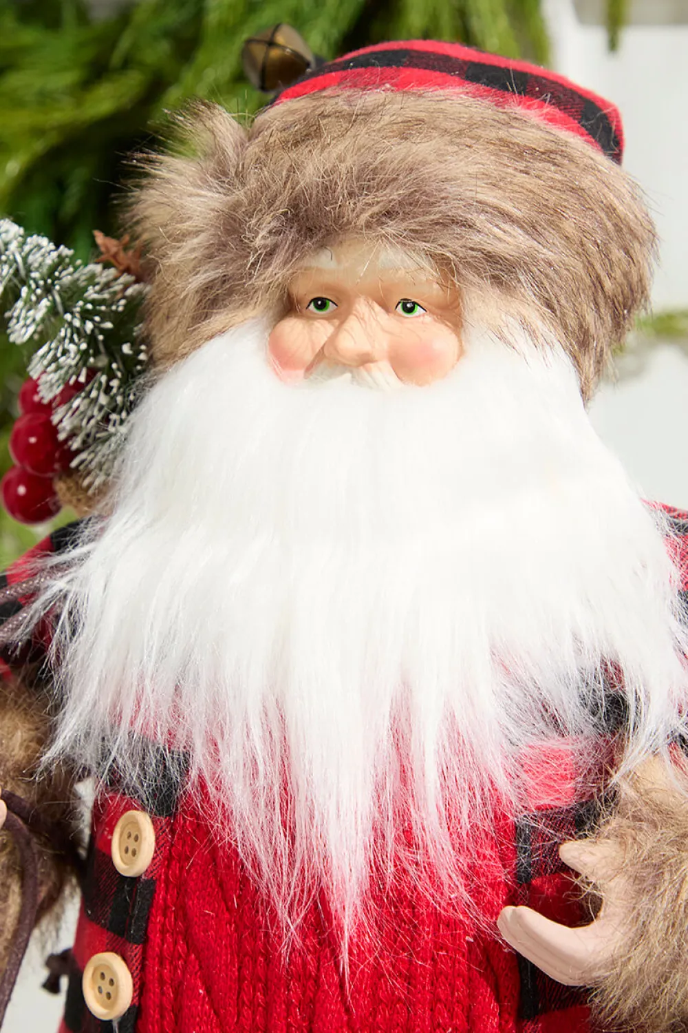 Decorator's Warehouse 18" Holiday Santa Figurine with Lighted Lantern > Farmhouse|Christmas Accents