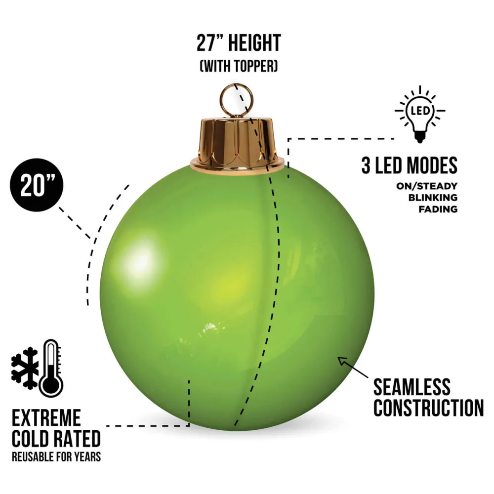 Decorator's Warehouse HoliGlow Inflatable LED Ornament - 20" Green > Christmas Decor|Christmas Ornaments