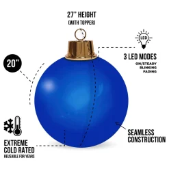 Decorator's Warehouse 20" HoliGlow Inflatable LED Ornament - 20" Blue > Christmas Decor|Outdoor Lighting