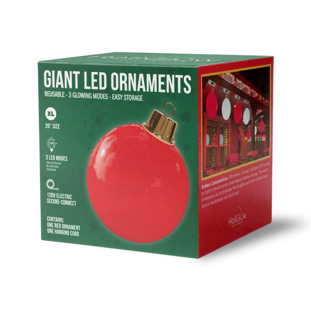 Decorator's Warehouse HoliGlow Inflatable LED Ornament - 20" Red > Christmas Decor|Outdoor Lighting