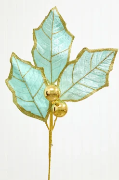 Decorator's Warehouse 30" Holly Leaves Spray - Mint & Gold > Santa'S Sweet Shoppe|Christmas Sprays