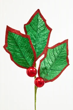 Decorator's Warehouse 30" Holly Leaves Spray - Red & Green > Christmas Decor|Christmas Sprays