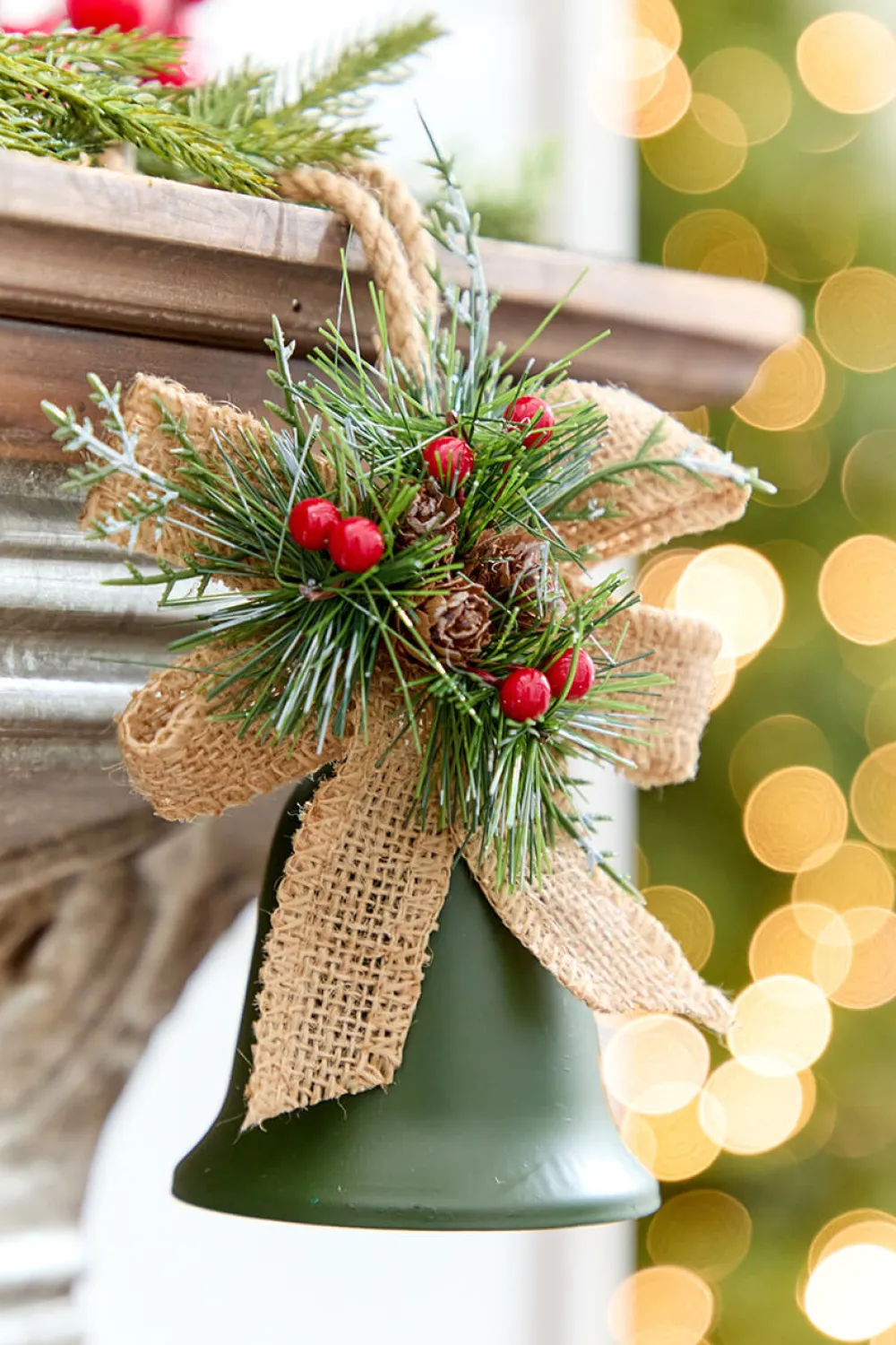 Decorator's Warehouse 4" Holly & Pinecone Metal Bell Ornament > Christmas Sale|Christmas Decor