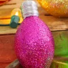 Decorator's Warehouse 7" Hot Pink Glitter Light Bulb Ornament > Retro Brites|Christmas Decor