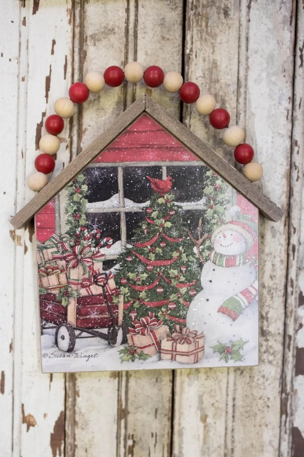 Decorator's Warehouse 7.5”H Snowman Wall Hanging with Beaded Hanger > Christmas Sale|Christmas Decor