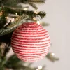 Decorator's Warehouse 5” Iced Peppermint Stripe Ball Ornament > Christmas Decor|Christmas Ornaments