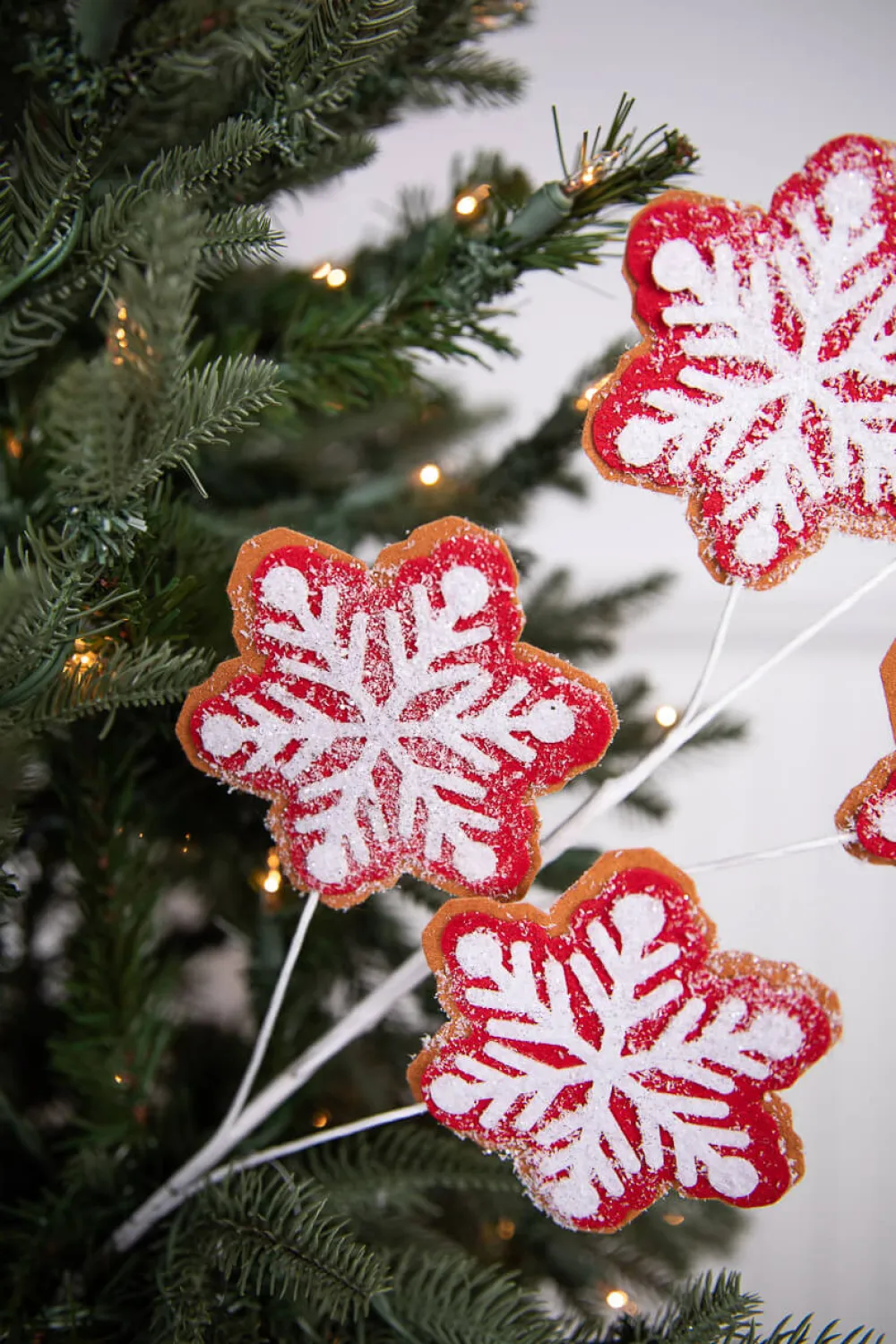 Decorator's Warehouse 26” Iced Red and White Snowflake Spray > Christmas Sprays|Christmas Decor
