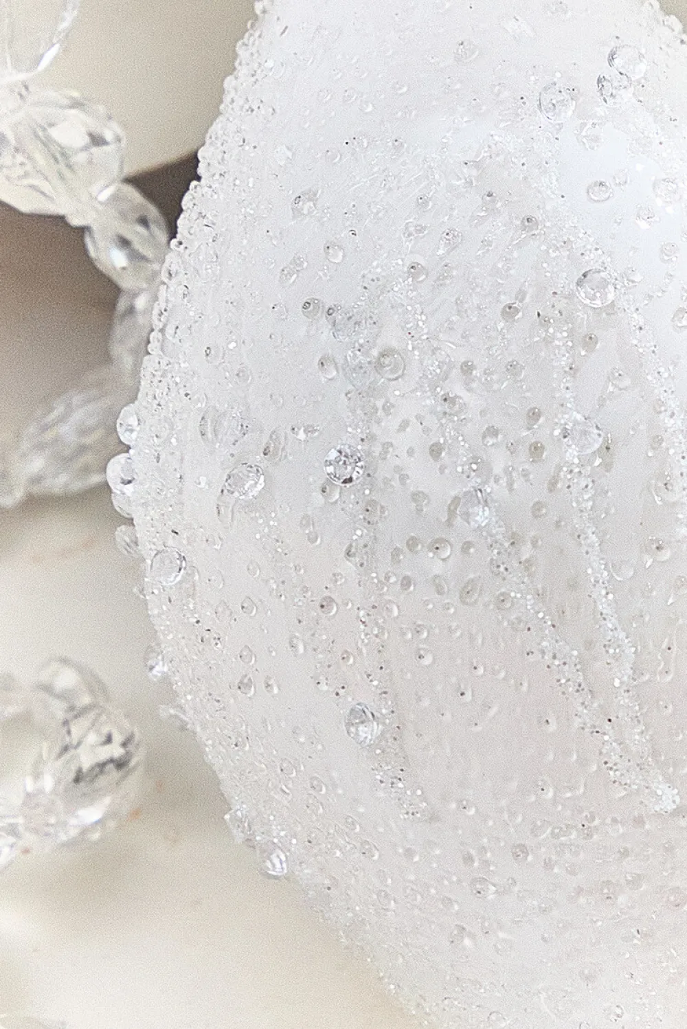 Decorator's Warehouse 4" - 5.5" Icy Beaded White Glass Ornament > White Christmas|Sugar & Spice