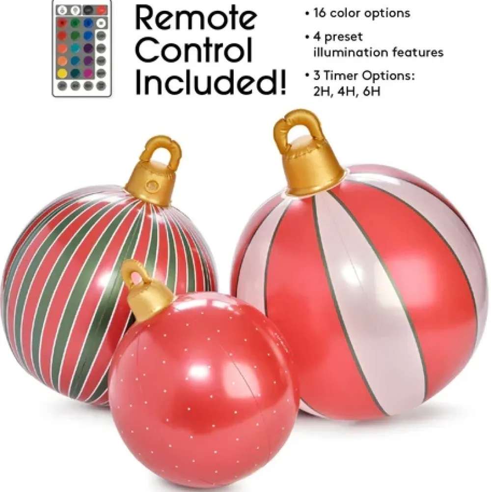 Decorator's Warehouse Inflatable Christmas Ornaments - Set of 3 > Christmas Decor|Christmas Accents