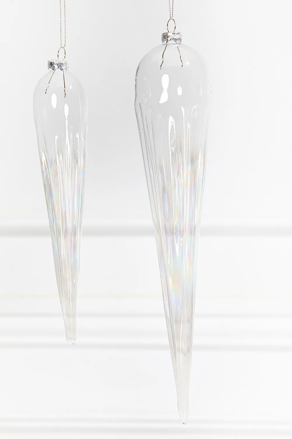 Decorator's Warehouse 13" Iridescent Finial Glass Ornament > White Christmas|Christmas Decor