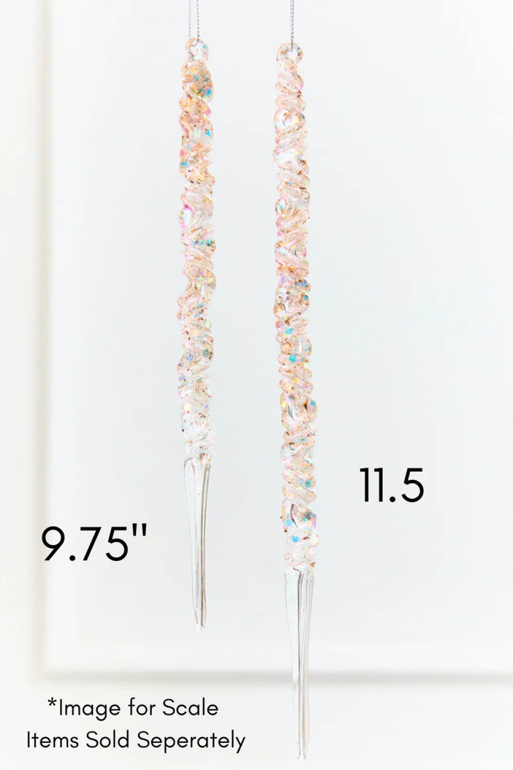Decorator's Warehouse 11.5" Iridescent Glass Icicle Ornament > White Christmas|Christmas Decor