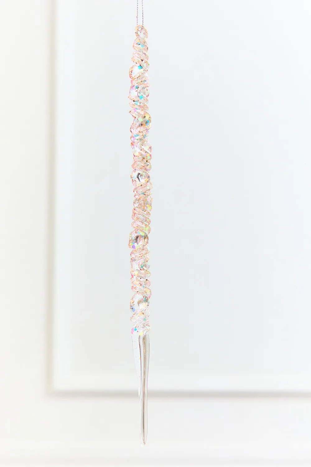 Decorator's Warehouse 11.5" Iridescent Glass Icicle Ornament > White Christmas|Christmas Decor
