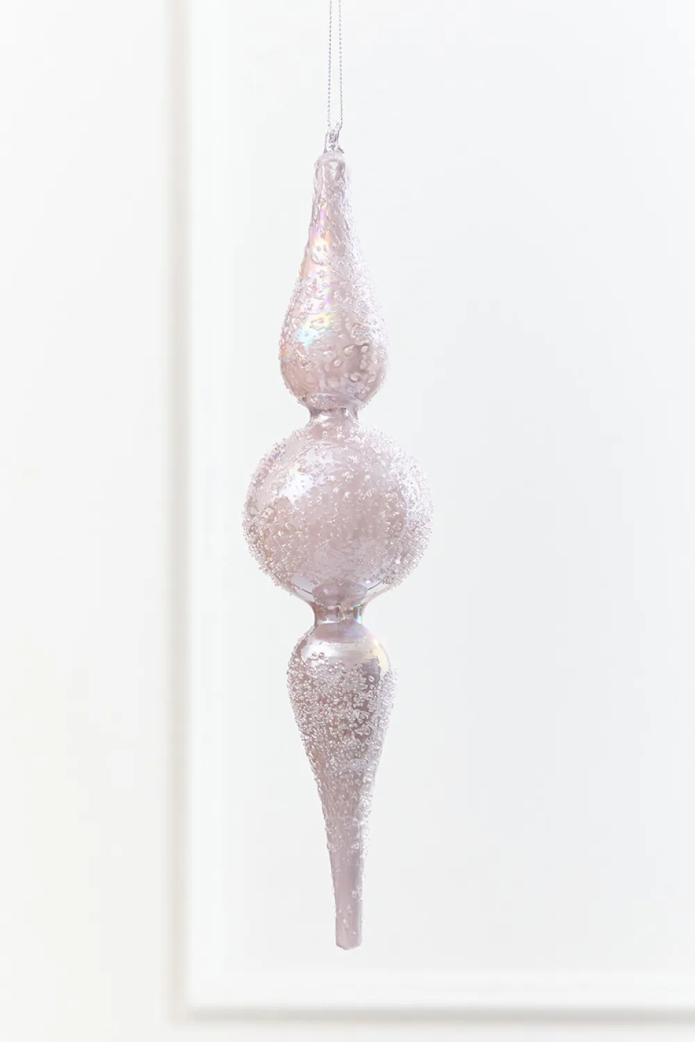 Decorator's Warehouse 12" - 13" Iridescent Glitter Finial Glass Ornament > Christmas Decor|Natural Elegance