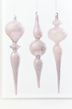Decorator's Warehouse 12" - 13" Iridescent Glitter Finial Glass Ornament > Christmas Decor|Natural Elegance