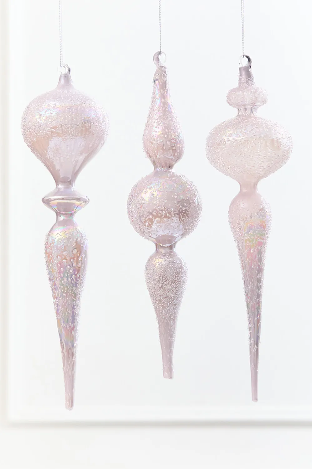 Decorator's Warehouse 12" - 13" Iridescent Glitter Finial Glass Ornament > Christmas Decor|Natural Elegance